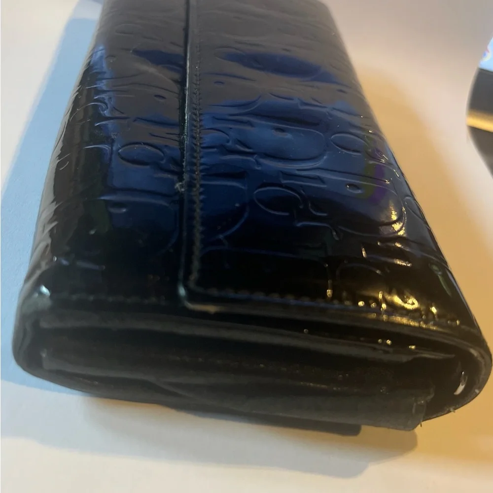 Christian Dior Black Leather Wallet Dior Black Patent Leather wallet